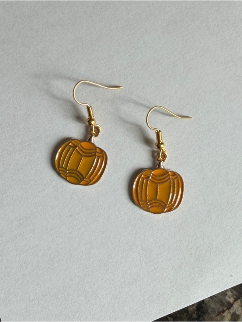 Gold-Tone Pumpkin Drop Earrings Fall Festive Jewelry